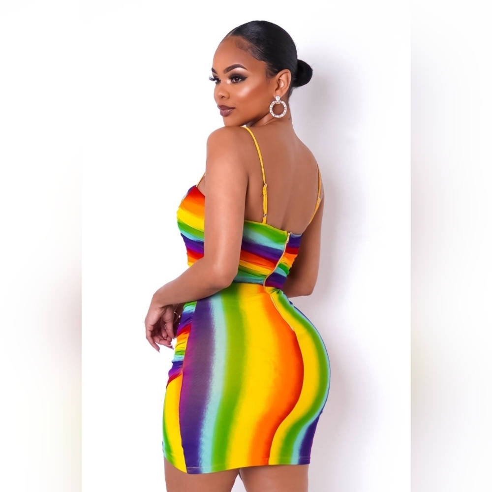 NEW! Vibrant Rainbow Striped Dress